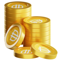 DAI coin stacks cryptocurrency. 3D render illustration png