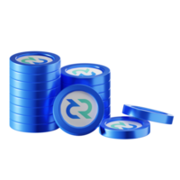 Decred DCR coin stacks cryptocurrency. 3D render illustration png