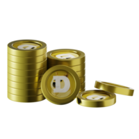 Dogecoin DOGE coin stacks cryptocurrency. 3D render illustration png