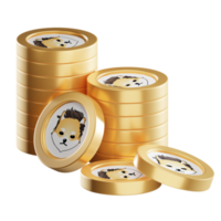 Dogelon Mars ELON coin stacks cryptocurrency. 3D render illustration png