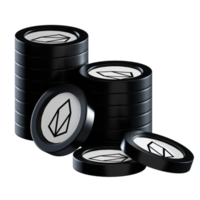 EOS coin stacks cryptocurrency. 3D render illustration png