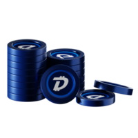 DigiByte DGB coin stacks cryptocurrency. 3D render illustration png