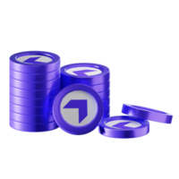 Everscale EVER coin stacks cryptocurrency. 3D render illustration png