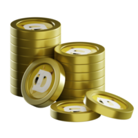 Dogecoin DOGE coin stacks cryptocurrency. 3D render illustration png