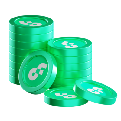 Flow coin stacks cryptocurrency. 3D render illustration 21627802 PNG