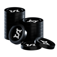 Frax Share FXS coin stacks cryptocurrency. 3D render illustration png