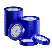 Golem GLM coin stacks cryptocurrency. 3D render illustration png