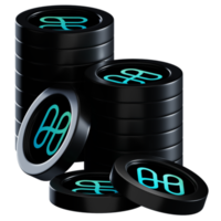 Harmony ONE coin stacks cryptocurrency. 3D render illustration png