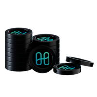 Harmony ONE coin stacks cryptocurrency. 3D render illustration png