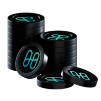 Harmony ONE coin stacks cryptocurrency. 3D render illustration png