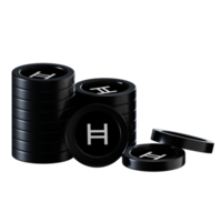 Hedera HBAR coin stacks cryptocurrency. 3D render illustration png