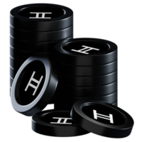 Hedera HBAR coin stacks cryptocurrency. 3D render illustration png