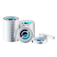 Horizen ZEN coin stacks cryptocurrency. 3D render illustration png