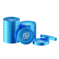 Helium HNT coin stacks cryptocurrency. 3D render illustration png