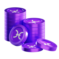 Holo HOT coin stacks cryptocurrency. 3D render illustration png