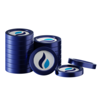 Huobi Token HT coin stacks cryptocurrency. 3D render illustration png