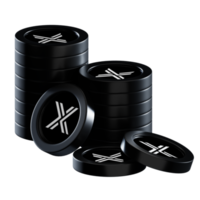 Immutable X IMX coin stacks cryptocurrency. 3D render illustration png