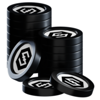 IOST coin stacks cryptocurrency. 3D render illustration png