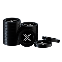 Immutable X IMX coin stacks cryptocurrency. 3D render illustration png