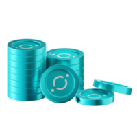 ICON ICX coin stacks cryptocurrency. 3D render illustration png