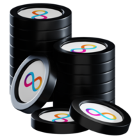 Internet Computer ICP coin stacks cryptocurrency. 3D render illustration png