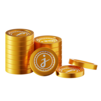 JasmyCoin JASMY coin stacks cryptocurrency. 3D render illustration png