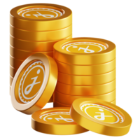 JasmyCoin JASMY coin stacks cryptocurrency. 3D render illustration png