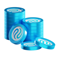 Injective INJ coin stacks cryptocurrency. 3D render illustration png