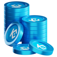 KuCoin Token KCS coin stacks cryptocurrency. 3D render illustration png