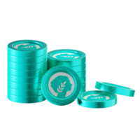 MetisDAO Metis coin stacks cryptocurrency. 3D render illustration png