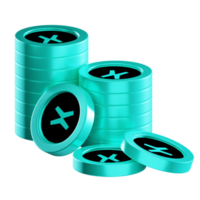 MultiversX EGLD coin stacks cryptocurrency. 3D render illustration png