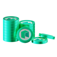 Neo coin stacks cryptocurrency. 3D render illustration png