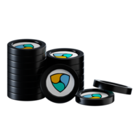 NEM XEM coin stacks cryptocurrency. 3D render illustration png