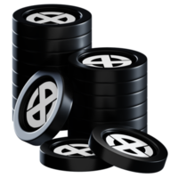 Onyxcoin XCN coin stacks cryptocurrency. 3D render illustration png