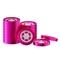 Polkadot DOT coin stacks cryptocurrency. 3D render illustration png