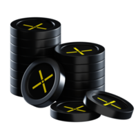 Pundi X PUNDIX coin stacks cryptocurrency. 3D render illustration png