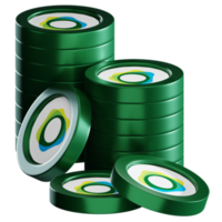 Pax Dollar USDP coin stacks cryptocurrency. 3D render illustration png