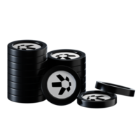 Quant QNT coin stacks cryptocurrency. 3D render illustration png