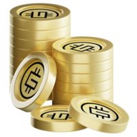 STEPN GMT coin stacks cryptocurrency. 3D render illustration png