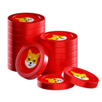 Shiba Inu SHIB coin stacks cryptocurrency. 3D render illustration png