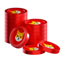 shiba inu shib moneta pile criptovaluta. 3d rendere illustrazione png