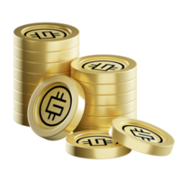 STEPN GMT coin stacks cryptocurrency. 3D render illustration png