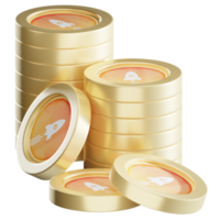 Rocket Pool RPL coin stacks cryptocurrency. 3D render illustration png