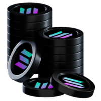 Solana SOL coin stacks cryptocurrency. 3D render illustration png