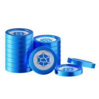 Storj coin stacks cryptocurrency. 3D render illustration png