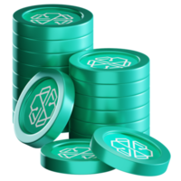 SwissBorg CHSB coin stacks cryptocurrency. 3D render illustration png