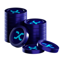 Synthetix SNX coin stacks cryptocurrency. 3D render illustration png