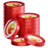 Terra LUNA coin stacks cryptocurrency. 3D render illustration png