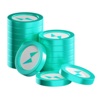 THORChain RUNE coin stacks cryptocurrency. 3D render illustration png