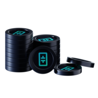 Theta Network THETA coin stacks cryptocurrency. 3D render illustration png